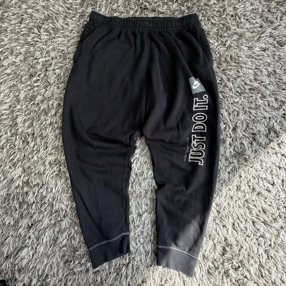 Nike Sportswear Just Do It Black Jogger Sweatpants Mens XL Graphic Fleece Pants